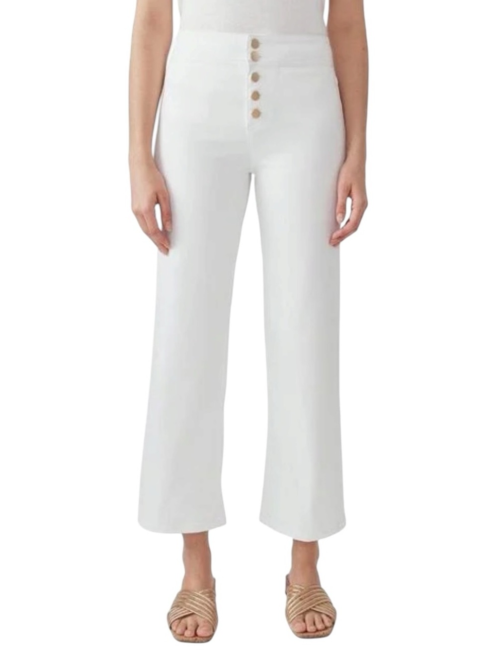 J. McLaughlin - NWT Oaks Jeans White High Rise Cropped Wide Leg Pants Sz 6